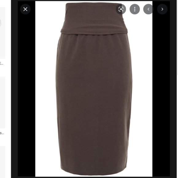 James Perse Dresses & Skirts - James Perse Brown Cotton Stretch Knit Fold Waistband Pull-on Midi Skirt  - 2/M